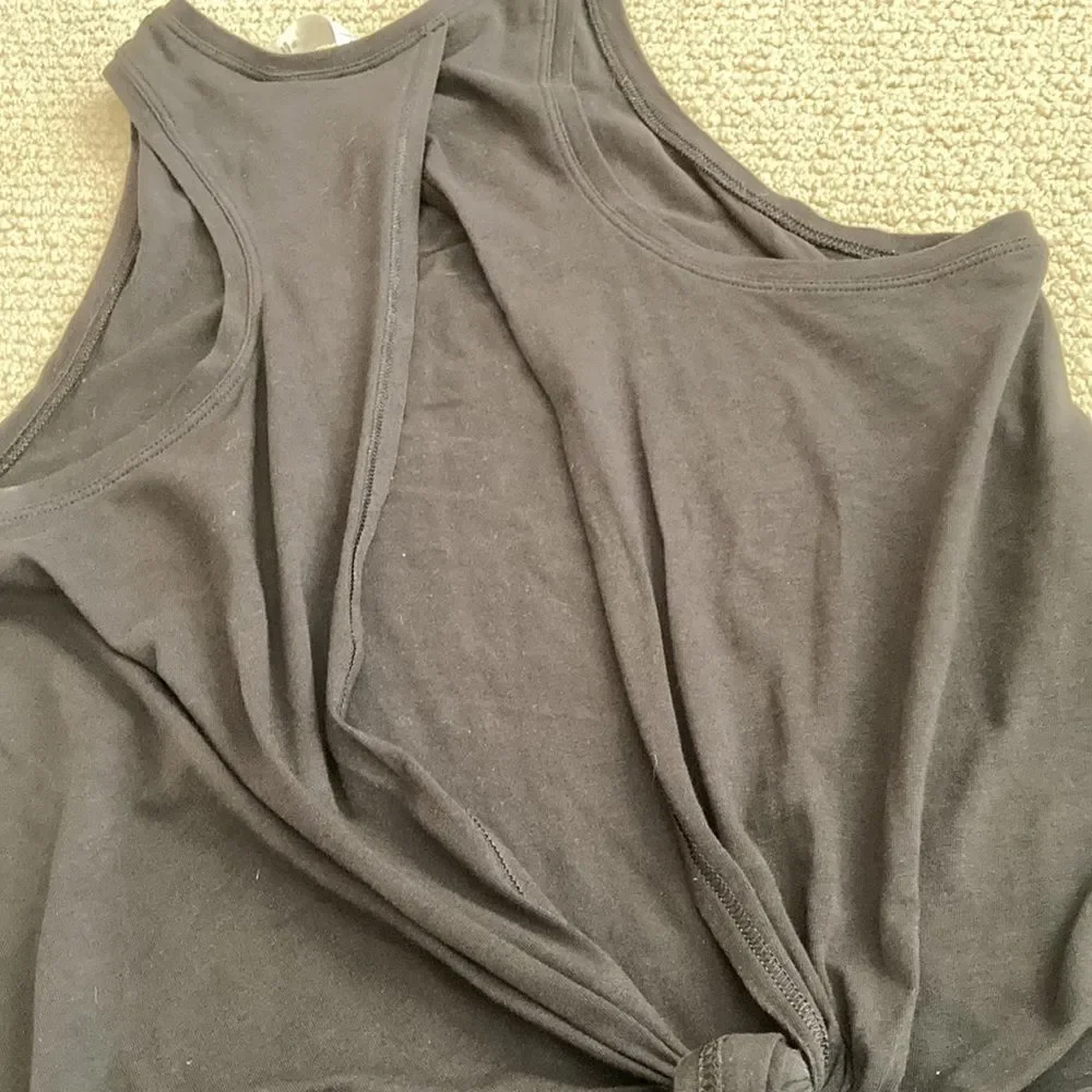 Lululemon All Tied Up Tank Black Size 4 Like New Pima Cotton Open Back Runs Big